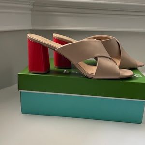 Kate Spade Beige Silène Sandals 3 inch Red Heel